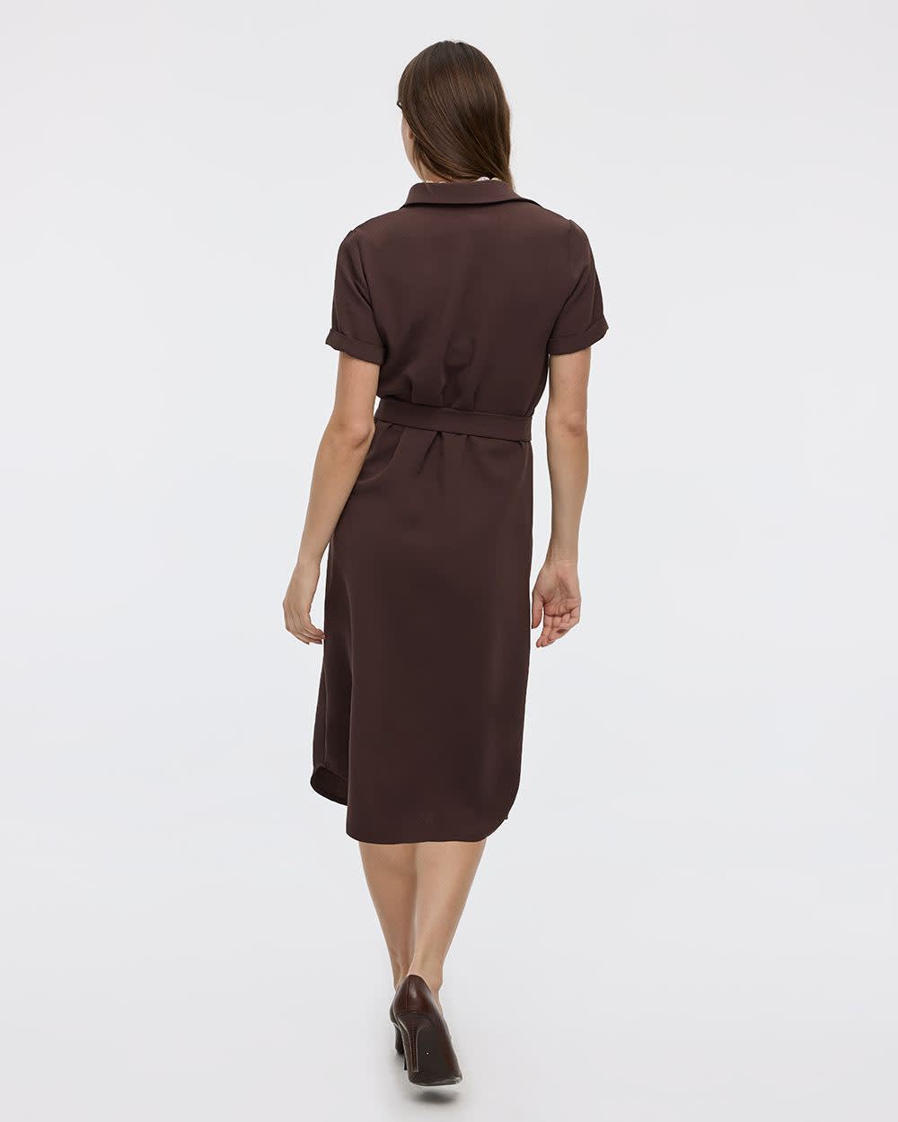 Short-Sleeve Buttoned-Down Shirt Dress