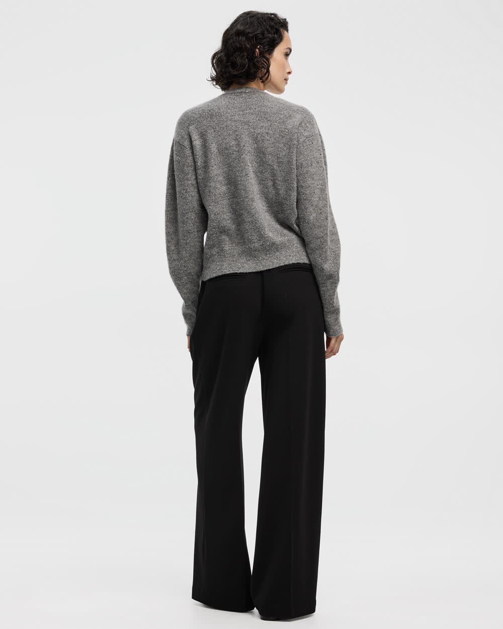 Long-Sleeve V-Neck Cardigan with Rhinestones